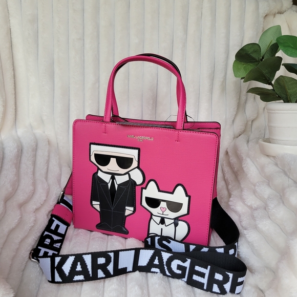 KARL LAGERFELD Fuchsia Paris Maybelle Satchel Handbag - Picture 4 of 14